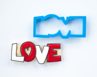Love Cookie Cutter | Valentines Day, Wedding, Word, Heart, Mini, Craft, Fondant, Polymer Clay, Jewelry, Pottery, FrostedCo