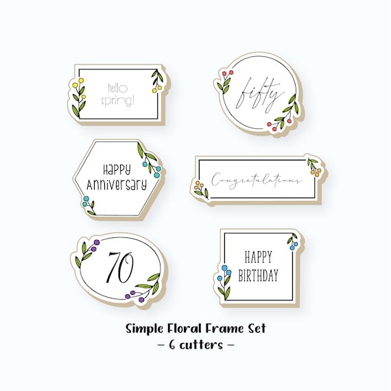 Plaque Cookie Cutter | Simple Floral Plaque Cookie Cutter Set | Frame Cookie Cutters | Mini Cookie Cutters | FrostedCo Il_570xn