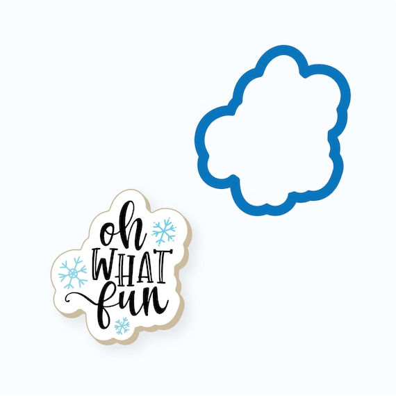 Christmas Cookie Cutter | Oh What Fun Plaque Cookie Cutter | Oh What Fun Cookie Cutter | FrostedCo Il_570xn