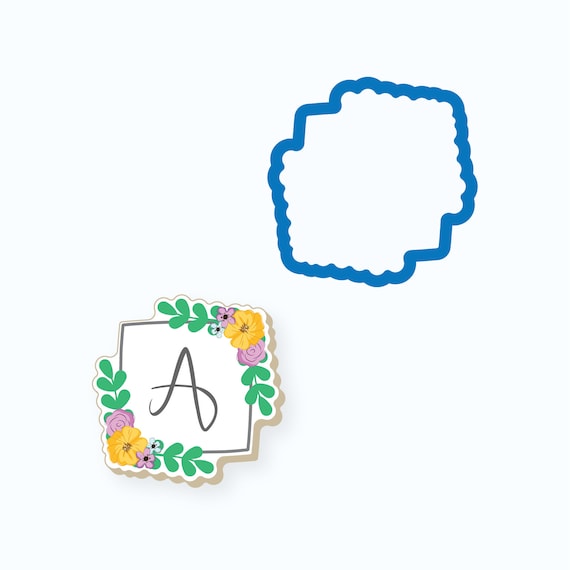 Plaque Cookie Cutter | Chubby Square with Greens Pair Plaque Cookie Cutter | Frame Cookie Cutter | Mini Cookie Cutters | FrostedCo Il_570xn