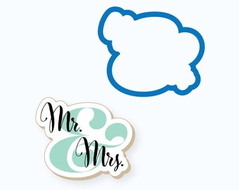 Wedding Cookie Cutter | Bridal Shower, Mr & Mrs, Plaque, Ampersand, Craft, Fondant, Polymer Clay, Pottery, Mini, Unique, FrostedCo