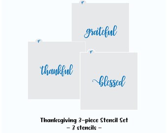 Thanksgiving Stencil, Grateful Thankful Blessed Cookie Stencils, Thanksgiving Stencil Set, Thanksgiving Cookie Stencil, Craft Stencils