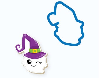 Ghost Cookie Cutter | Ghost with Witch Hat Cookie Cutter | Halloween Cookie Cutters | Cute Ghost Cookie Cutter | FrostedCo