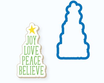 Christmas Cookie Cutter | Joy Love Peace Believe Plaque Cookie Cutter | Christmas Plaque Cookie Cutter | Winter Cookie Cutter | FrostedCo