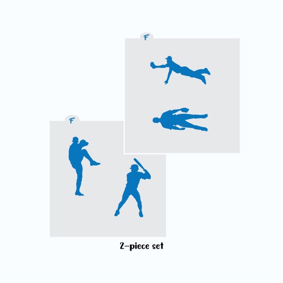 Baseball Stencil | Baseball Player Cookie Stencil | Baseball Player Silhouette | Baseball Cookie Stencil | FrostedCo Il_570xn