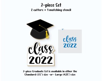 Graduation Cookie Cutters | Graduate, Class of 2022, School, Party, Celebration, Year, Favor, Mini, Fondant, Polymer Clay, Craft, Pottery