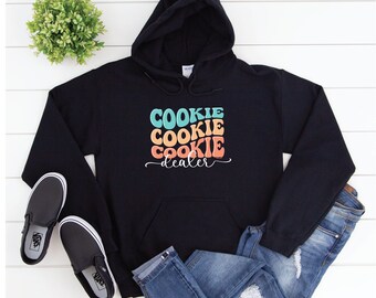 Cookier Hoodie | Cookie Dealer Hoodie | Sweatshirt, Tee, Baker, Gift, Swag, Cookie, Frosted, Icing, Piping Bag, Cute, Baking, Retro