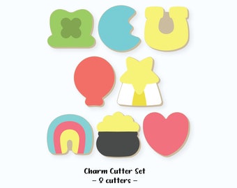 St Patricks Day Cookie Cutters | Charms Cutter Set, Lucky, Irish, St Pats, Fondant, Icing, Mini, Craft, Clay, Jewelry, Pottery