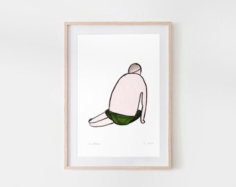 Meditating beach character resting Illustration Art Print