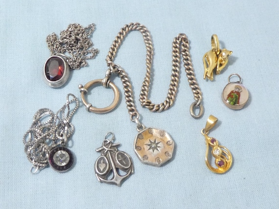 8 x Pieces Of Gold & Silver Heart Necklaces Wholesale Joblot Jewellery 