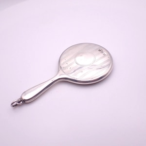 Antique Hand Mirror Miniature Pocket Bag Size Engraved Small Silver Doll Toy Collectable Chatelaine