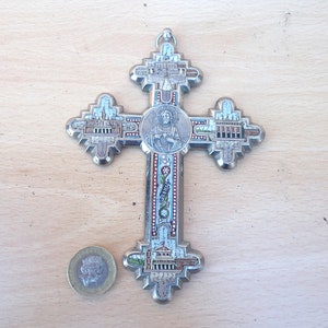 Antique Micro Mosaic Cross Crucifix Grand Tour Roma Italy Pilgrimage Large