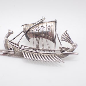 Brooch Pin Vintage Norwegian Norway Viking Ship  925 Sterling Silver