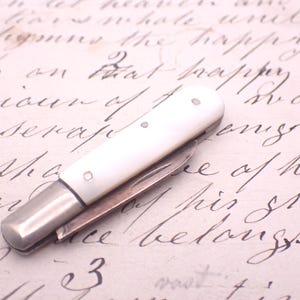 Antique Small Silver Fruit Knife Sheffield 1927 Sterling Silver Mother of Pearl Handle