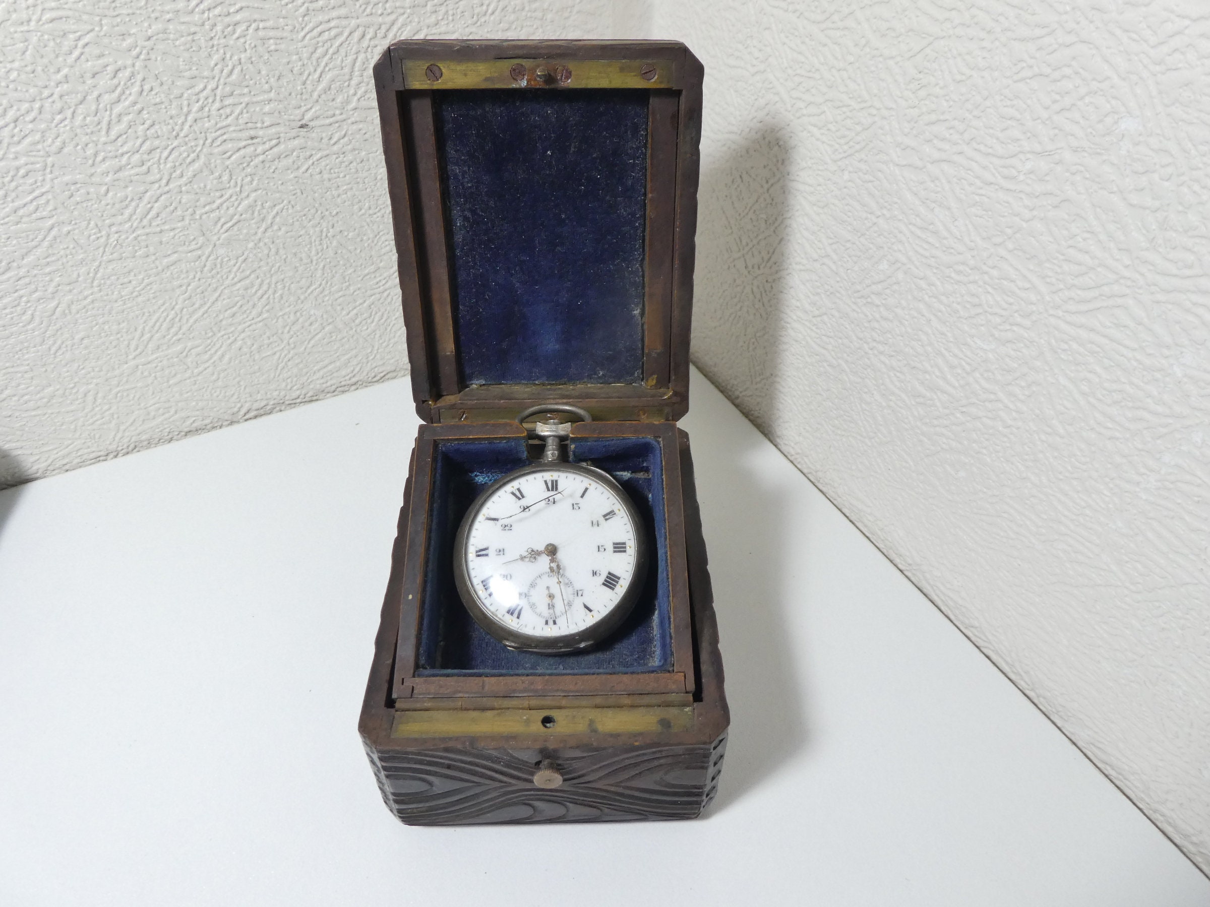 Antique Pocket Watch Holder Black Forset Box Carved Wood Etsy
