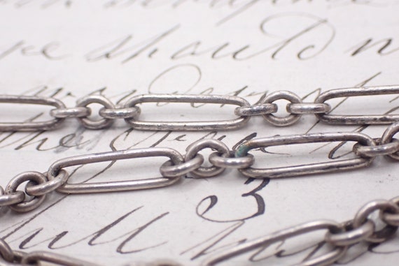 French Solid Silver Pocket Watch Chain - image 5