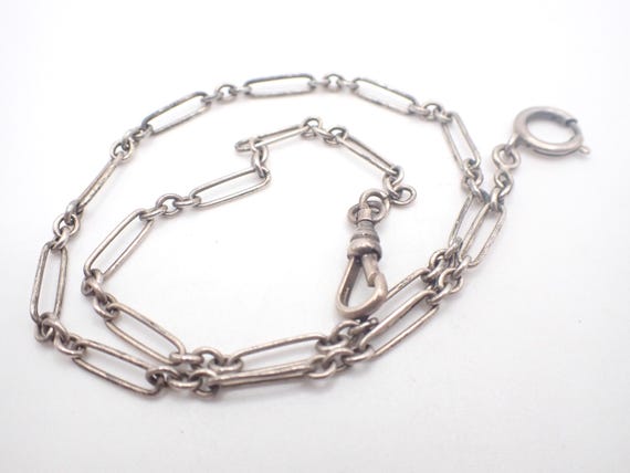 French Solid Silver Pocket Watch Chain - image 3
