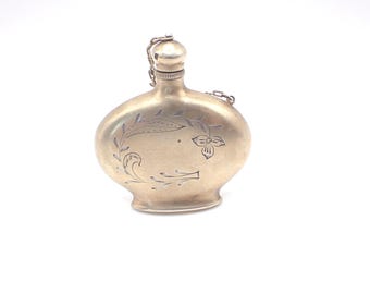 Antike Duft Parfüm Flasche Chatelaine Gravierte Flasche Flasche Russische Silber Vergoldet