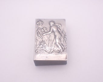 Antique Match Striker Box Cover Sleeve Emile Dropsy Art Nouveau Silver Plate