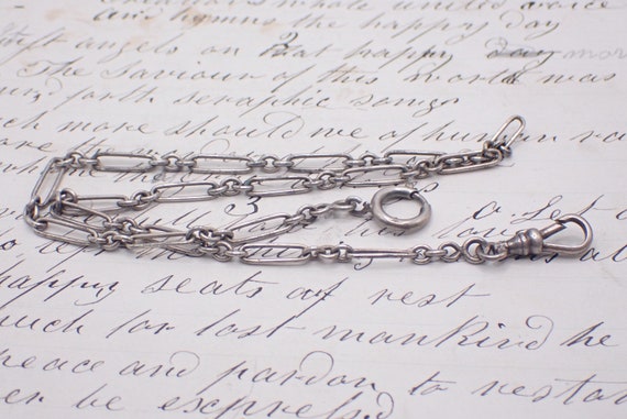 French Solid Silver Pocket Watch Chain - image 4