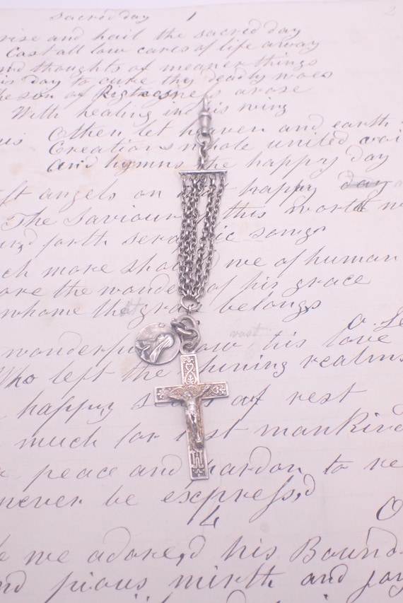 Antique Fob Pendant Chain Medal Medallion Cross Cr