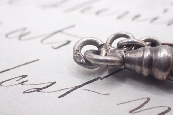 French Solid Silver Pocket Watch Chain - image 6