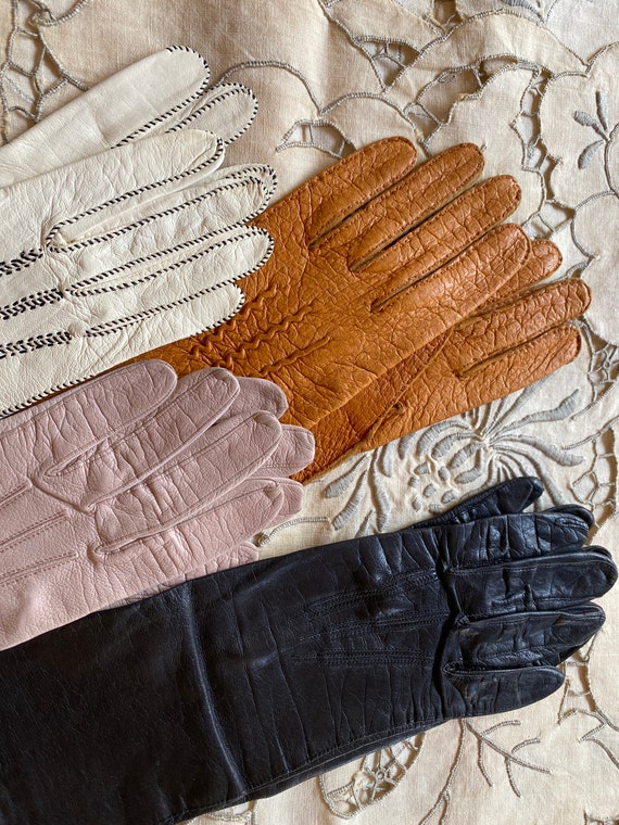 Antique vintage leather ladies' gloves - image 2