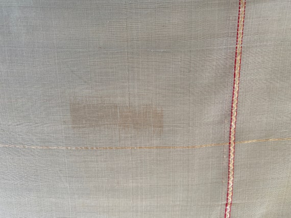 Vintage cotton Indian sari, sage green with red, … - image 7