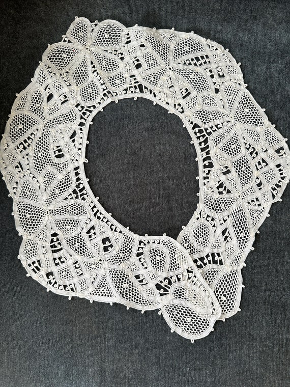 Vintage Brussels fine lace collar - image 1