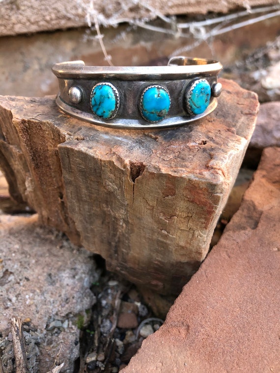 Turquoise and Silver Bracelet, Classic Navajo