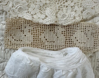 Vintage lace, three pieces from different eras