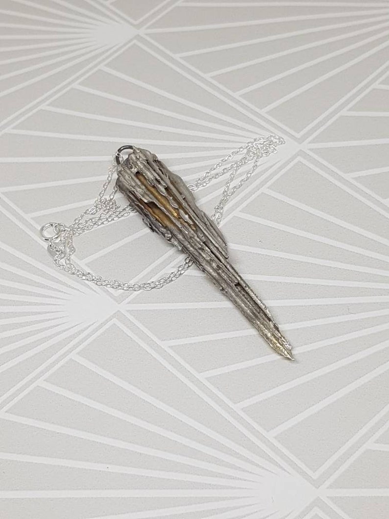 925 sterling silver pendant Solid silver spaghetti cast shard Spaghetti casting heavy chunky jewelry wearable art statement jewellery