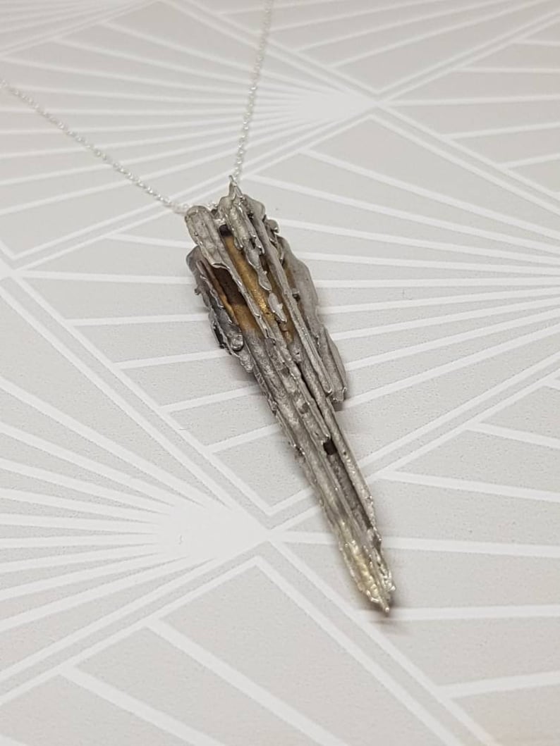 925 sterling silver pendant Solid silver spaghetti cast shard Spaghetti casting heavy chunky jewelry wearable art statement jewellery