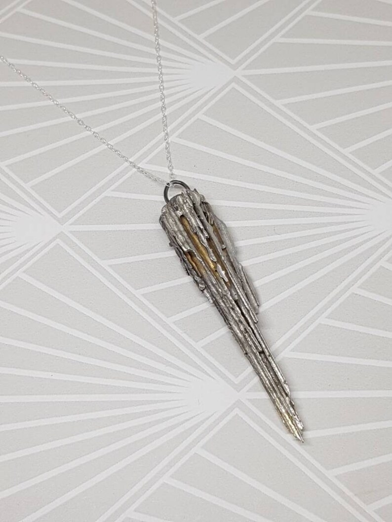 925 sterling silver pendant Solid silver spaghetti cast shard Spaghetti casting heavy chunky jewelry wearable art statement jewellery