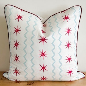 Danika Herrick Stars & Stripes Pillow Cover, Red Blue Pillow, Grandmillenial Decor, Block Print Pillow, Throw Pillow, Holiday Gift for Her
