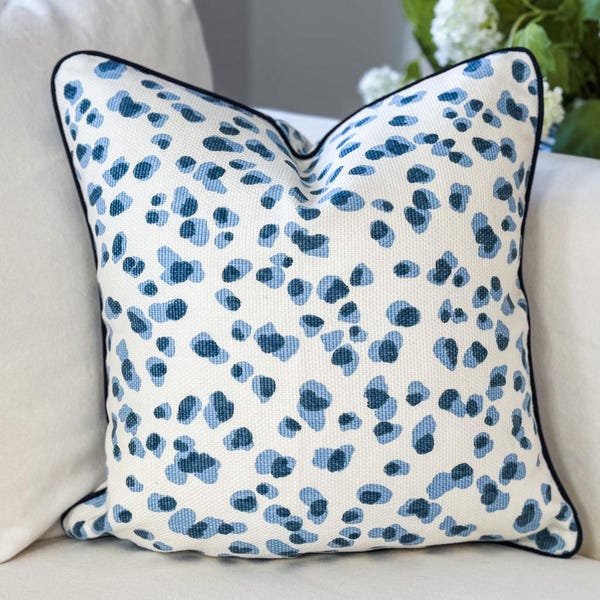 Ballard Mira Blue Leopard Print Pillow Cover - Grandmillennial Decor