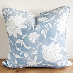 Indoor Outdoor Serena & Lily Performance Deauville BLUE Pillow Cover, Coastal Pillow, Floral Pillow, Grandmillenial Decor, Decorative Pillow