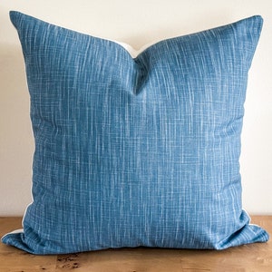 Solid Blue Cotton Slub Pillow Cover, Blue White Decor, Grandmillenial Decor, Traditional Decor, Boy Bedroom, Decorative Pillow, Throw Pillow