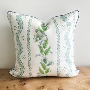 Danika Herrick Floral Vines Pillow Cover, Ticking Strip Pillow, Grandmillenial Decor, Farmhouse Decor, Decorative Pillow, Nursery Pillow