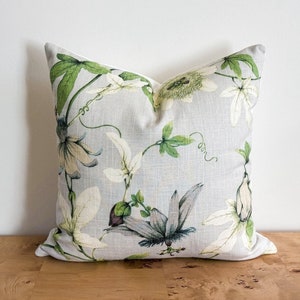 Ballard Design Lottie Gray Passion Fruit Floral Pillow Cover, LINEN Pillow, Grandmillenial Decor, Throw Pillow, Nursery Pillow, Gift for her