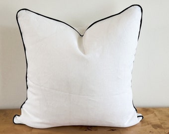 White Linen Pillow Cover, Minimalist Pillow, Farmhouse Decor, Throw Pillow, Decorative Pillow,  Cottagecore Decor, Grandmillenial Decor