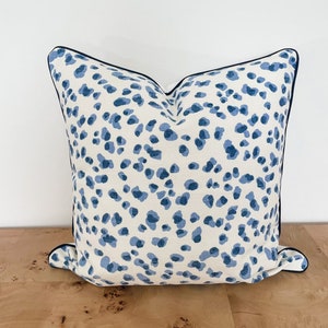 Ballard Mira BLUE & CREAM Pillow Cover, Animal Print Pillow, Leopard Print Pillow, Polka Dot Pillow, Decorative Pillow, Grandmillenial Decor
