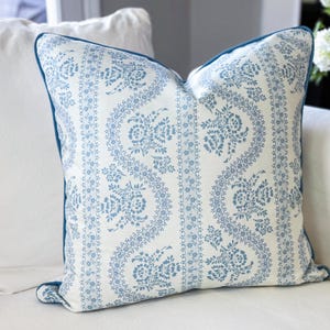 Whitney English Abigail Serpentine Pillow Cover, Floral Pillow, Coastal Pillow, Grandmillenial Decor, Decorative Pillow, Block Print Pillow