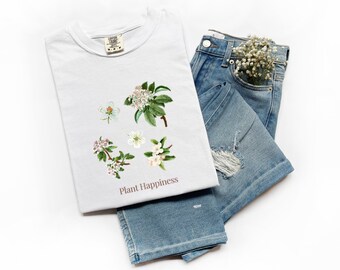 Botanical Plant GARDENING Crewneck Tee Shirt For Plant Lovers, Magnolia Floral Garden Party Casual Tshirt Grandmillenial Mothers Day Gift