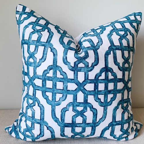 Bamboo Throw Pillow Osaka Bamboo Trellis Cobalt by | Etsy