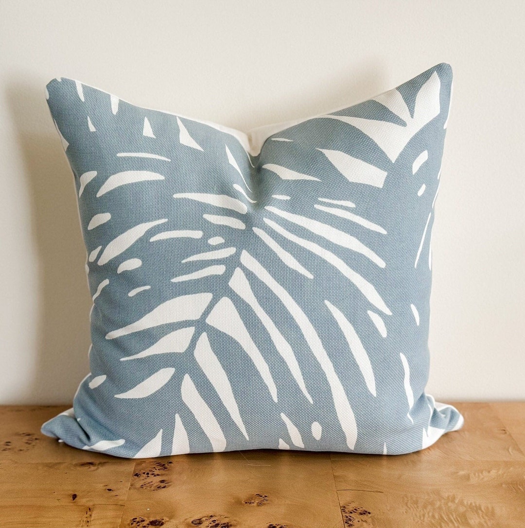 Serena and Lily Indoor Outdoor Blue Palm Pillow Cover Coastal