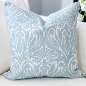 Blue Paisley Floral Pillow Cover - Modern Farmhouse Decor