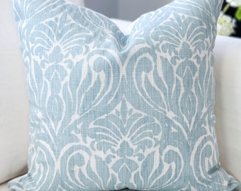 Blue Paisley Floral Pillow Cover - Modern Farmhouse Decor