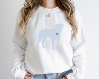 Minimalist Blue White Pittbull Unisex Crewneck Sweatshirt, Pitty Dog Mom Lover Gift, Animal Advocate  Coastal Grandmillenial Cozy Loungewear