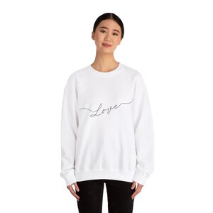 Minimalist Love Sweatshirt, Soft Comfy Womens Crewneck Sweater, Aesthetic Crewneck Street Wear or Lounge Wear, Grandmillenial Style, Gildan